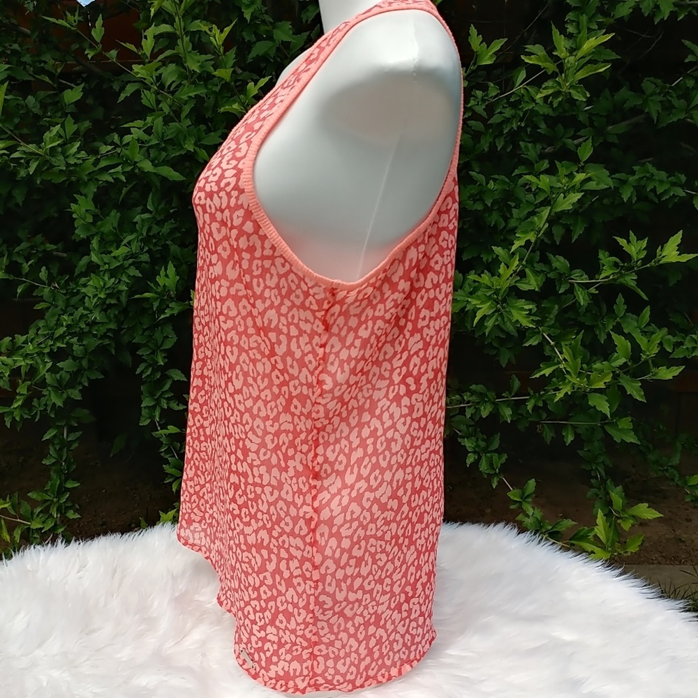 Guess Sheer Animal Print Sleeveless Top L - Picture 3 of 6